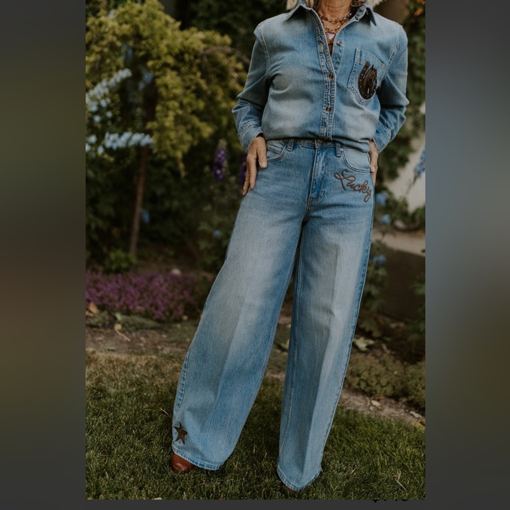 Rodeo Quincy Lucky Cowgirl Jeans Wide Leg NWT Size 30